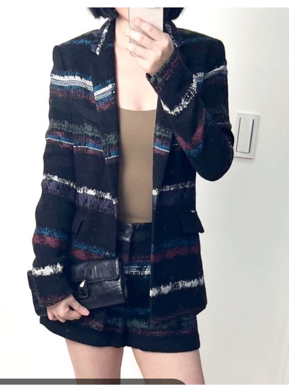 rag & bone Women’s Black Multi-Stripe Tailored Coat. Size Small